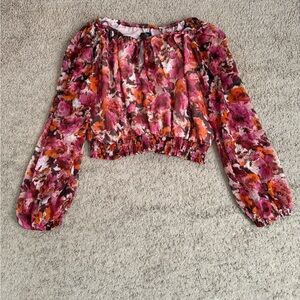 1. State Floral Blouse - Pink and Orange